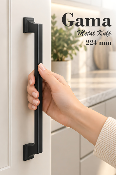 Badem10 Gama 224 Mm Siyah Kulp Metal Dolabı Mobilya Mutfak Çekmece Dolap Kulp...