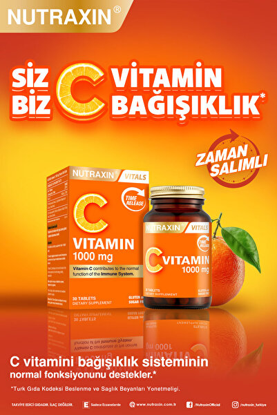 Nutraxin C Vitamin 1000 Mg - C Vitamini Deposu Zaman Salınımlı 30 Tablet