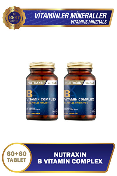 Nutraxin B1, B2, B3, B5, B6, B12 Vitaminleri Içeren B Vitamin Complex 60 Tabl...