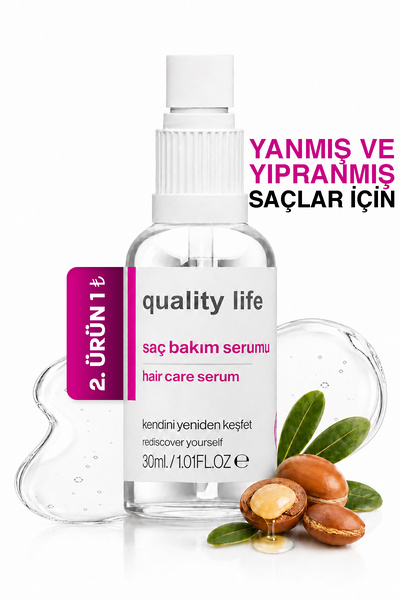 Quality Life Yanmış Yıpranmış Saçlar İçin Saç Bakım Yağı Serumu Argan Keratin...