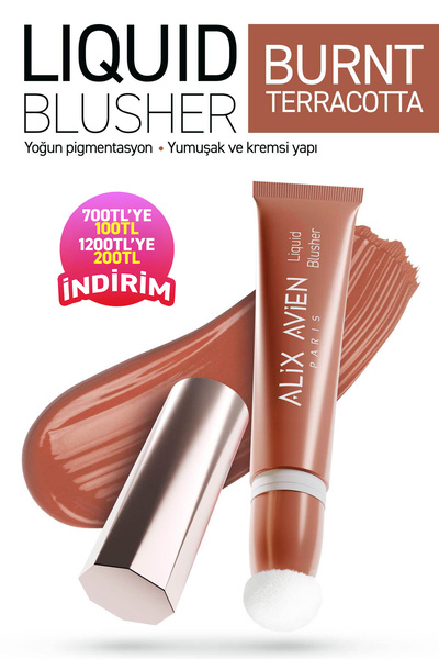 Alix Avien Yoğun Pigmentli E Vitaminli Mat Bitişli Kremsi Likit Allık - Liqui...