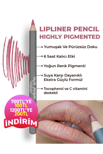 Alix Avien Uzun Süre Kalıcı Dağılma Yapmayan Nemlendirici Dudak Kalemi - Lipl...