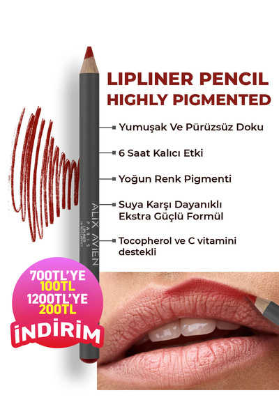 Alix Avien Uzun Süre Kalıcı Dağılma Yapmayan Nemlendirici Dudak Kalemi - Lipl...
