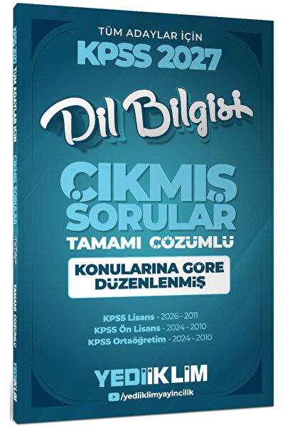 Yediiklim Yayınları 2027 KPSS Tüm Adaylar İçin Dil Bilgisi Tamamı Çözümlü Çık...