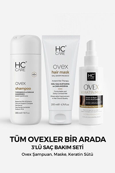 HC Care HC Ovex Şampuan, Maske, Keratin Sütü 3'lü Saç Bakım Seti