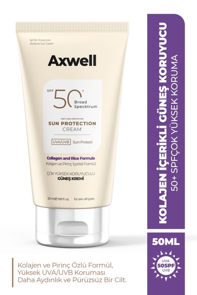 AXWELL Kolajen & Rice Sunscreen Spf50+ Pirinç & Kolajen İçerikli Formül Güneş...