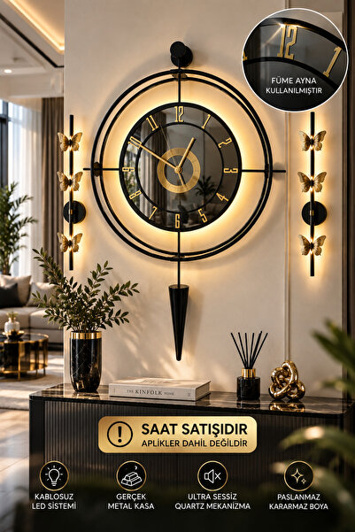 MetaQuartz Aksesuar SİYAH GOLD RAKAM FÜME AYNA Lavinya Exclusive ıModern Duva...