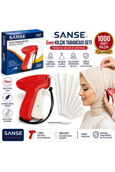 Sanse 5mm İnce Kılçık Tabancası Seti | 1000 Adet Kılçık (10 Şerit) + İğne | T...