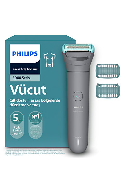 Philips 3000 Serisi Vücut Tıraş Makinesi, 3'lü Cilt Koruma Sistemi, Islak&Kur...