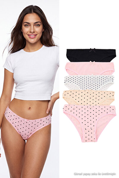 Trendyol Collection سراويل داخلية كلاسيكية منقطة من مزيج القطن باللون الوردي ...