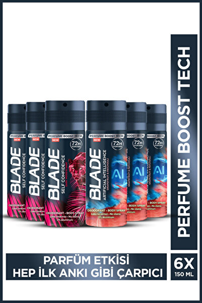 Blade Artificial 1.0&Self Confidence Erkek Alüminyumsuz Deodorant Seti 6x150 ...