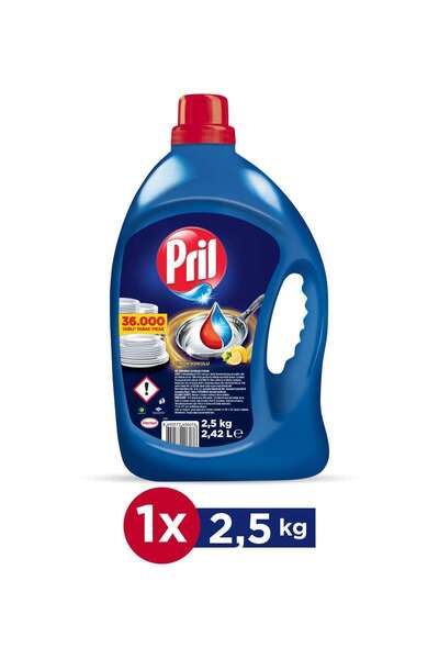 Pril Elde Yıkama Bulaşık Deterjanı Limon Kokulu 2.5 kg 2418 ml Soğuk Suda Etkili