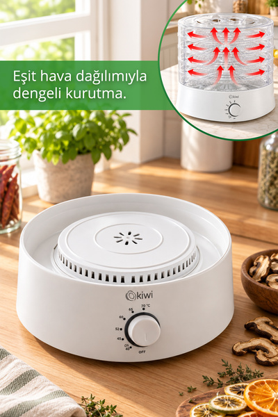 Kiwi KFD-5151 Gıda Kurutucu | 5 Tepsili | 40–70 °C Ayarlı | Meyve ve Sebze Kurutma