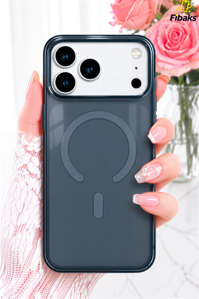 Fibaks iPhone 17 Pro Max/18 Pro Max Berrak Lacivert Transparan İnce Saydam Se...