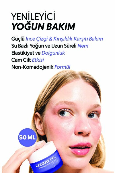 Cream Co. PDRN Kolajen Nemlendirici Yüz Kremi | Peptit NAD+ Argireline Sıkılaştırıcı Kırışıklık Karşıtı 50 ml