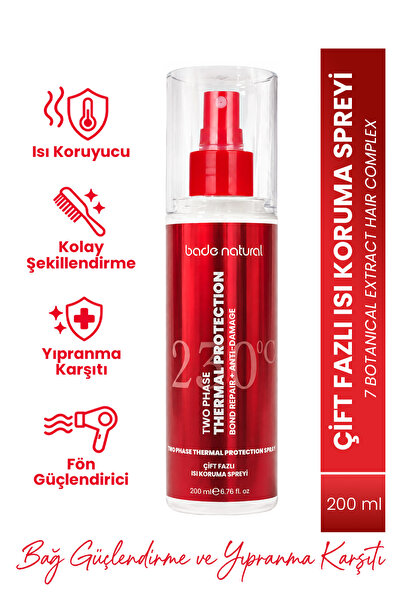 Bade Natural Çift Fazlı Isı Koruma Spreyi 200 ml – Yıpranma ve Elektriklenme ...