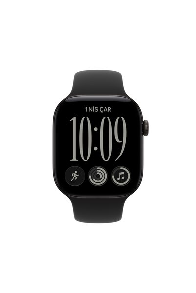 Apple Watch Series 12 GPS 46mm Siyah Alüminyum Kasa ve Siyah Spor Kordon - M/L