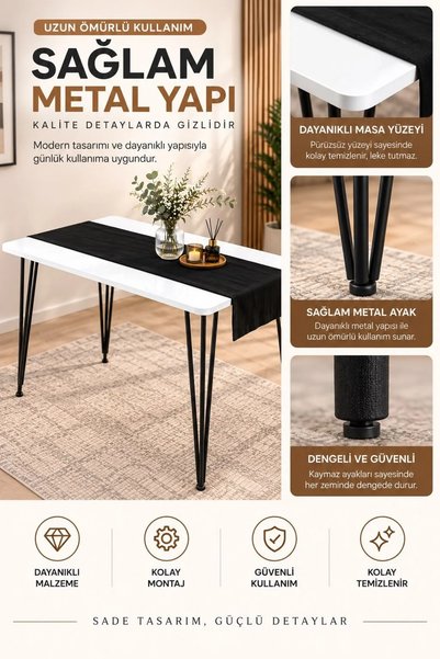 BAMBEDS MOBİLYA Bambeds 60x90 Beyaz Masa Balkon Masası Ders Calısma Masası