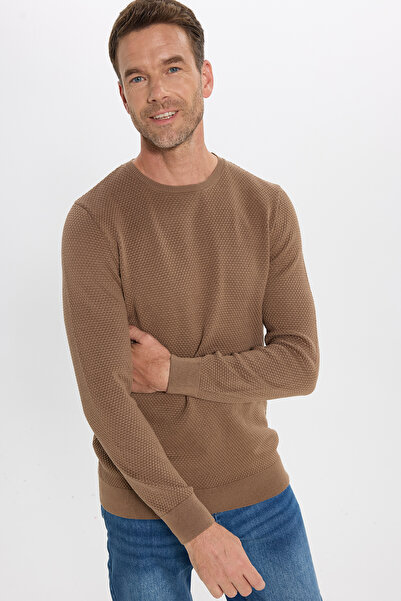 Tudors Men's Standard Fit Regular Cut Crew Neck Honeycomb Patterned Dark Mink...