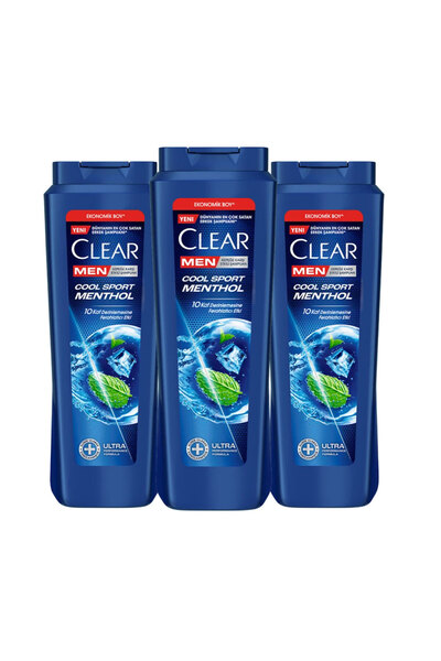Clear Men Kepeğe Karşı Etkili Şampuan Cool Sport Menthol 600 ml x3