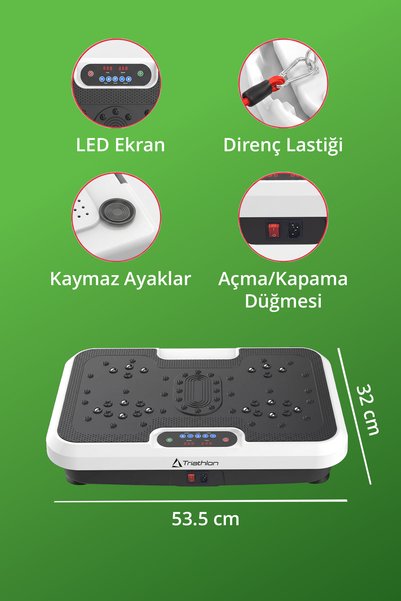 Triathlon T‑219 Yüksek Titreşimli Egzersiz ve Kondisyon Aleti | 9 Mod & Hız Ayarlı | Basen, Karın, K