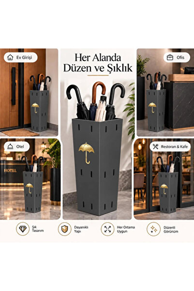 ÖZHEMMEKLER Metal Şemsiyelik Ve Dekoratif Şemsiye Standı | 50 cm | Ev,ofis,otel,restoran için