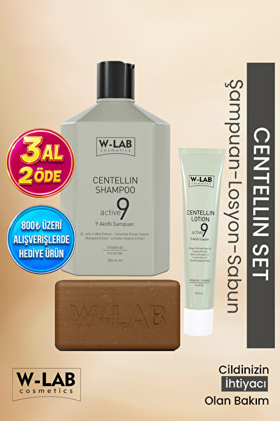 W-Lab Cosmetics Centellin Set Şampuan - Losyon - Sabun / Egzama, Pullanma, Se...