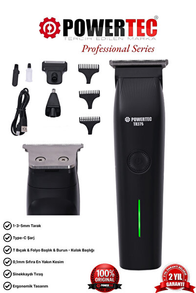 POWERTEC TR-375 (3in1) Günlük Erkek Tıraş Bakım Seti
