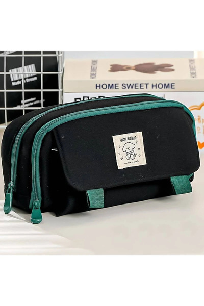 GlassySKY Multi-Section, Large Capacity Canvas Pencil Case for Primary and Se...