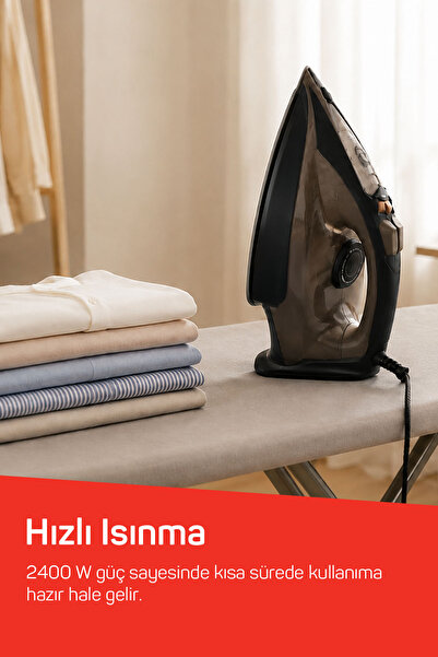 Arzum AR6030 SteamPro Plus Buharlı Ütü 2400W, Seramik Taban, 175 gr/min Şok Buhar, Kahverengi