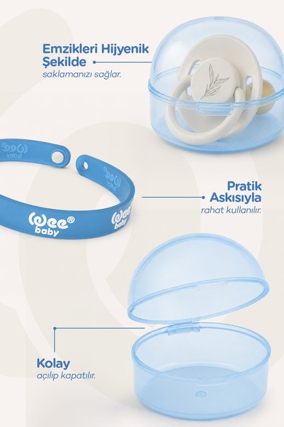 Wee Baby Taşınabilir Hijyenik Bebek Emzik Saklama Kutusu Mavi