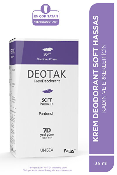 Deotak Soft Hassas Koruma Krem Deodorant 7 Güne Kadar Etkili Hassas Ciltler İçin Unisex