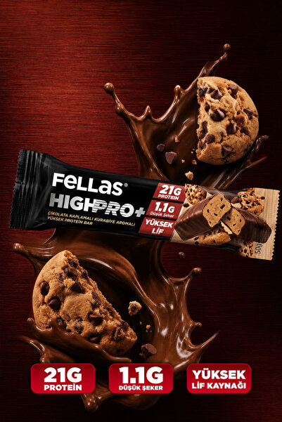 Fellas Çikolata Kaplı HighPro+ Protein Bar - Kurabiye Aromalı (50g) - 12 adet
