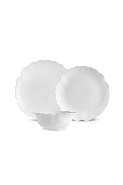 Karaca Σετ σερβίτσιου φαγητού araca White Flower Opal Cam 18 τεμαχίων για 6 ά...