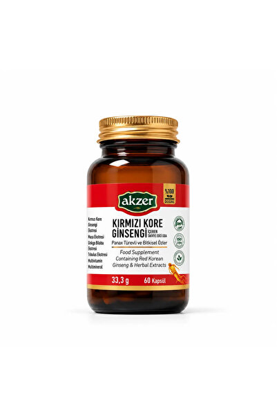 Akzer Kırmızı Kore Ginsengi (Panax Ginseng) İçeren Takviye Edici Gıda 39,3 g ...