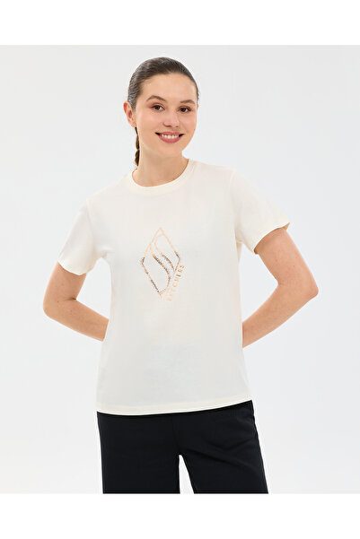 SKECHERS W Regular Fit Graphic T-Shirt Kadın Beyaz Tshirt S2610049-3855