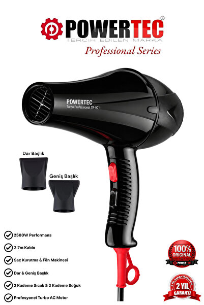 POWERTEC TR-901 Turbo Profesyonel 2500W Fön Makinesi & Saç Kurutma Makinesi