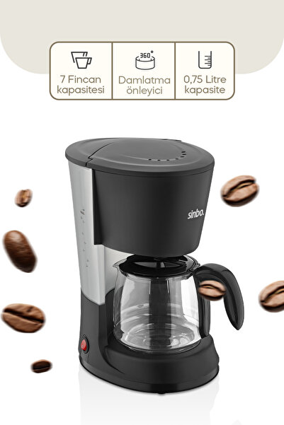 Sinbo SCM-2953 Kahve Makinesi 800W Kahve Kapasitesi 0.75LT 7 Fincan Filtre Siyah