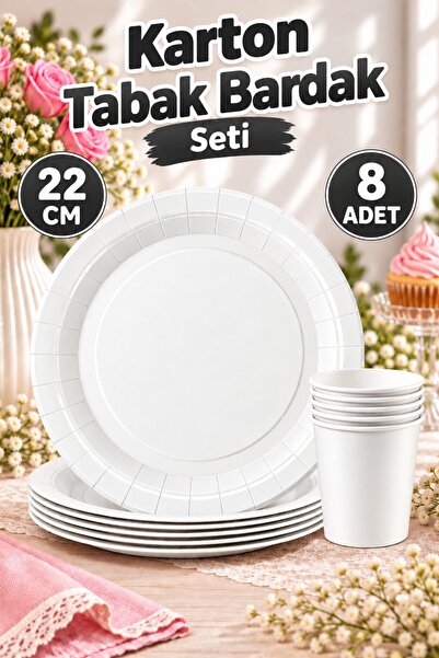 Huzur Party Store Beyaz Renkli Dayanıklı Kullan At 8 Er Adet 22 Cm Doğum Günü...