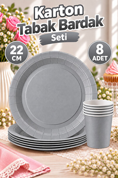 Huzur Party Store Gümüş Renkli Dayanıklı Kullan At 8 Er Adet 22 Cm Doğum Günü...