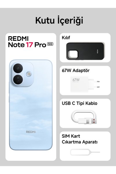 Xiaomi REDMI Note 17 Pro 5G 8GB+256GB Mavi (Xiaomi Türkiye Garantili)