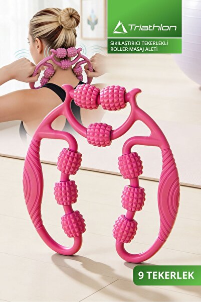 Triathlon T-240 Sıkılaştırıcı Tekerlekli Roller Masaj Aleti / 9 Tekerlek / Ay...
