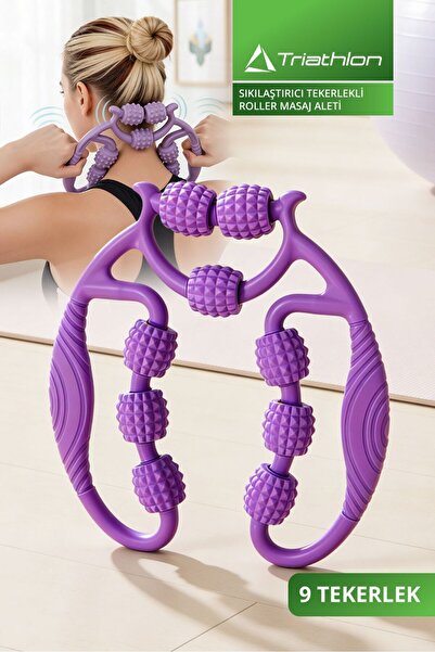 Triathlon T-240 Sıkılaştırıcı Tekerlekli Roller Masaj Aleti / 9 Tekerlek / Ay...
