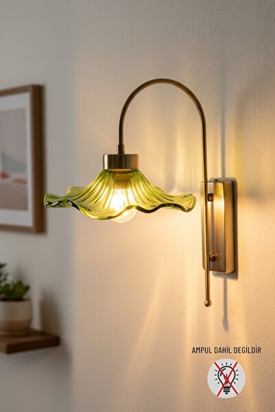 Bamyum Flora Green Glass Sconce Wall Lamp Modern Hotel Cafe Vintage Living Ro...