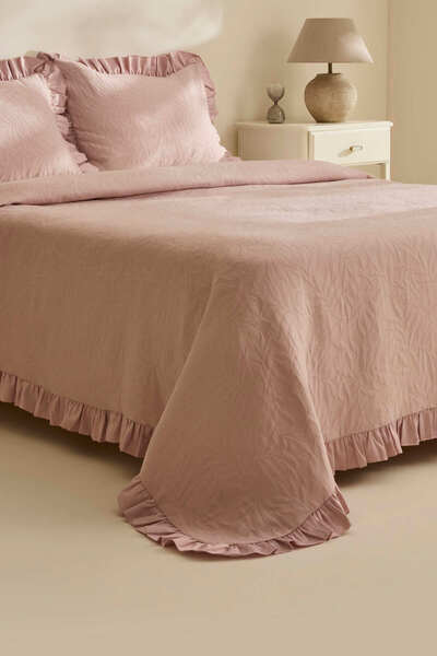 Karaca Home Branley Ruffled Single Bedspread Set Powder