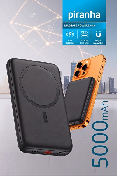 Piranha 9020-S MagSafe Powerbank 5000 mAh | Kablosuz 15W & Kablolu 20W Hızlı ...