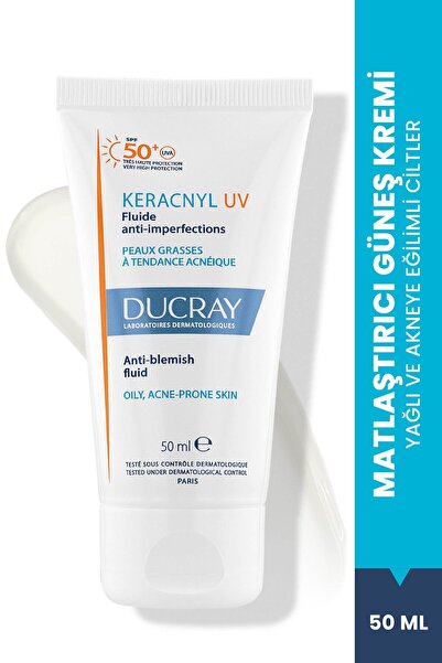 Ducray Keracnyl UV Fluid SPF 50+ Yağlı ve Akneye Eğilimli Ciltler için Matlaş...