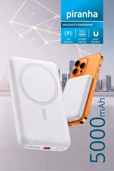 Piranha 9020 Magsafe Powerbank / 5000mAh Taşınabilir Kablosuz Şarj Cihazı / 1...