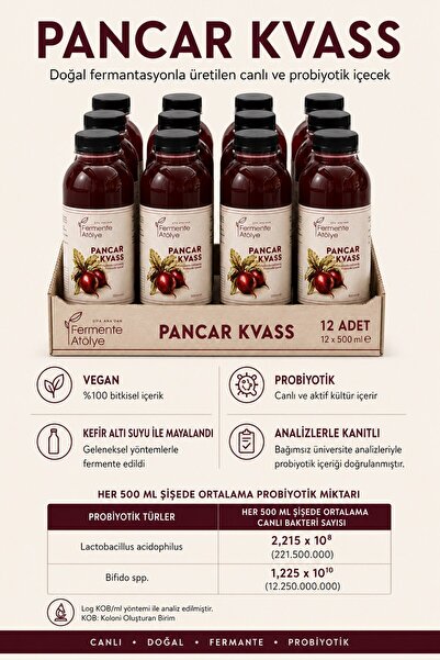 ŞİFA ANA 12 Adet Pancar Kvass (500 ml.) (Pet Şişede)