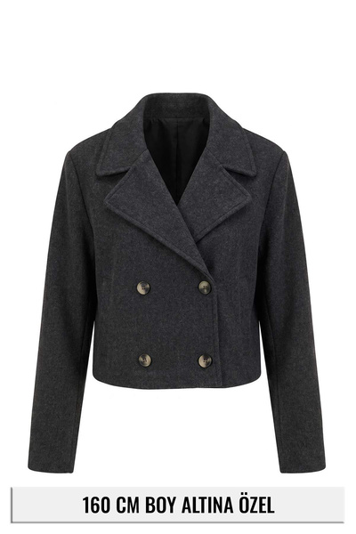Trendyol Collection Petite Anthracite Regular Fit Short Length Cashmere Coat ...